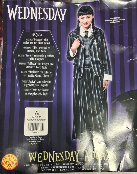Fato Halloween Wednesday Addams NOVO