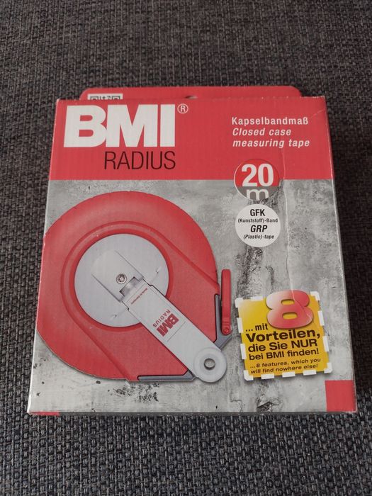 Taśma miernicza 20m BMI Radius,żółta