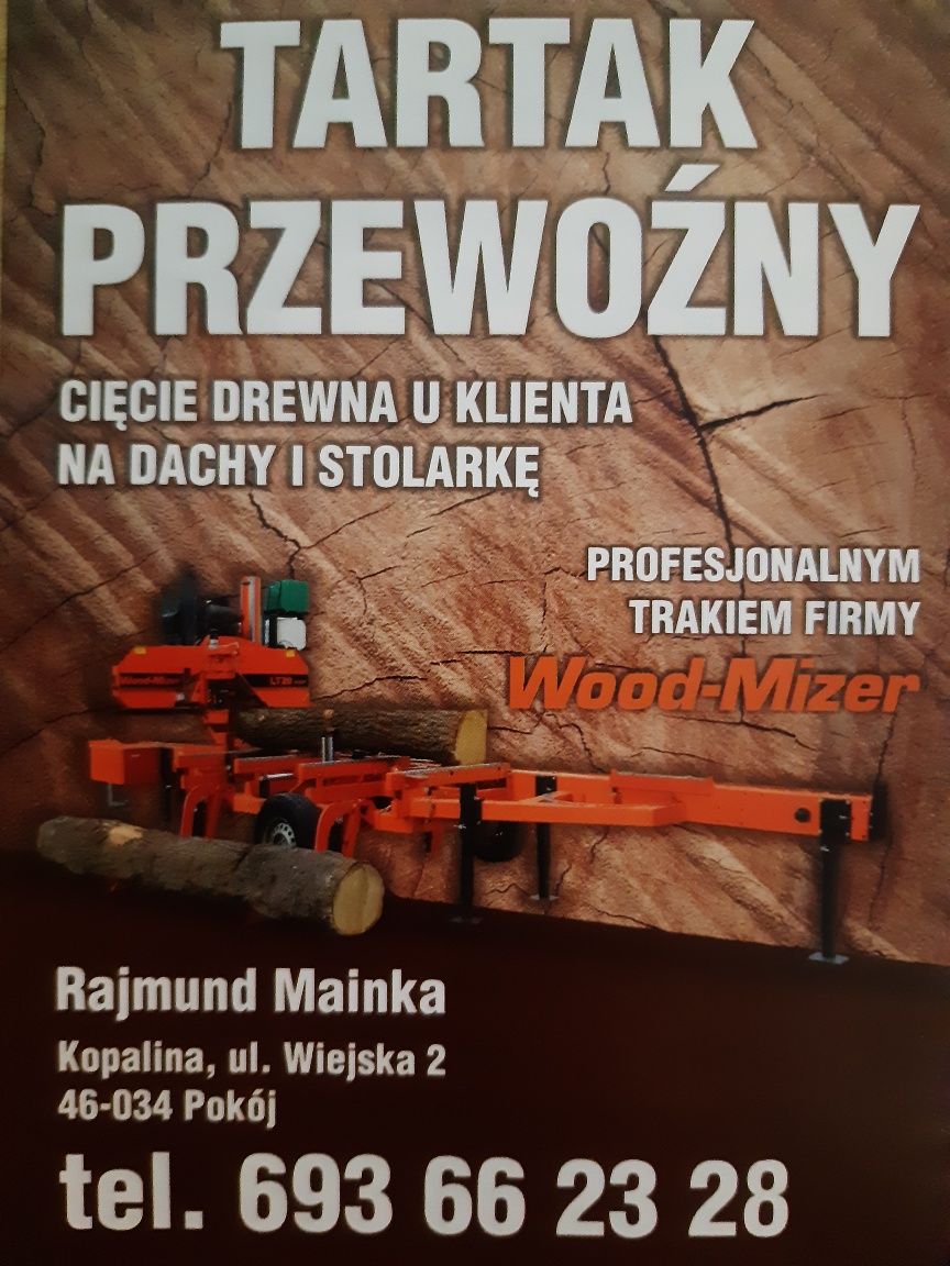 Trak mobilny Tartak przewoźny Na miejscu u klienta Drzewo ciągnik przy