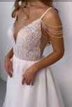 Suknia Ślubna 00140 roz. 38 kolor ivory/beż tiul błysk cekiny