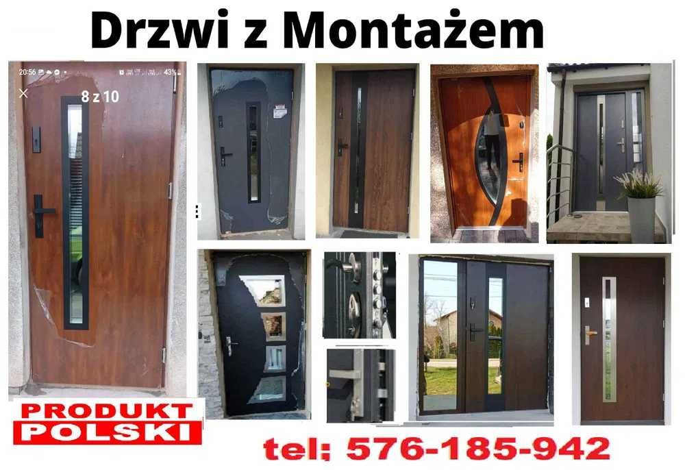 Drzwi wejściowe ZEWNĘTRZNE-wewnętrzne z montażem WEWNĄTRZKLATKOWE