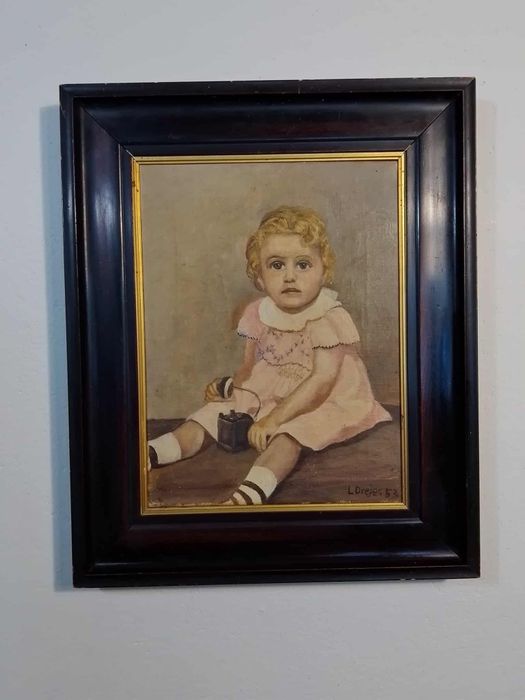 Stary obraz na płótnie sygnowany portret