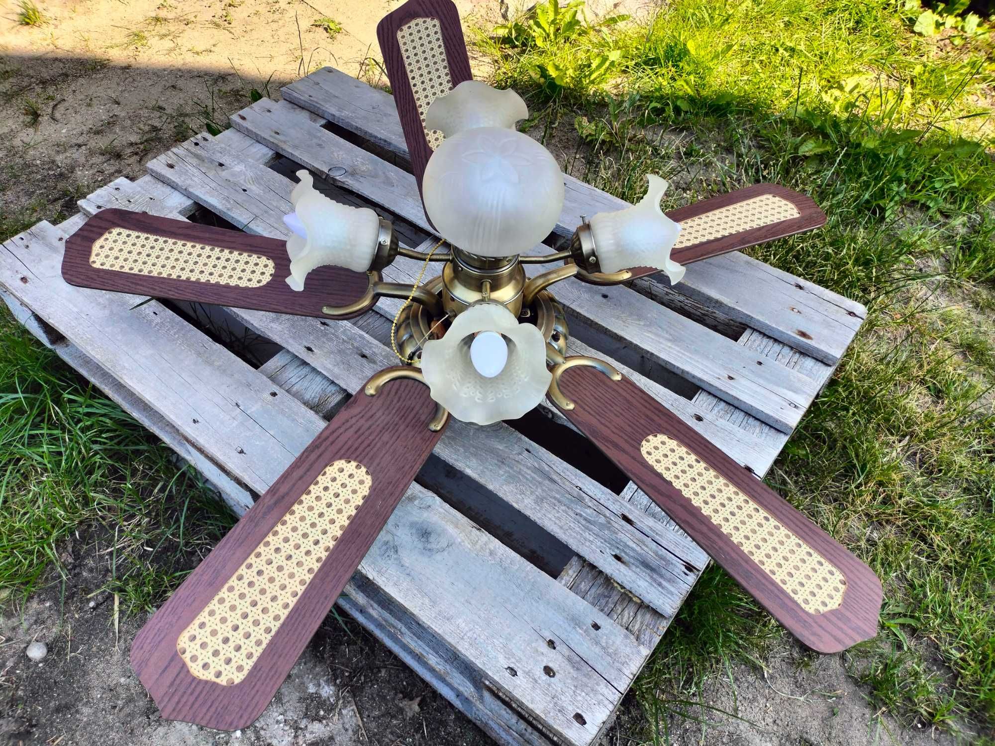 Żyrandol sufitowy z wentylatorem retro