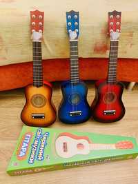 Детская деревянная гитара, 6 струн, 3 цвета + струна и медиатор