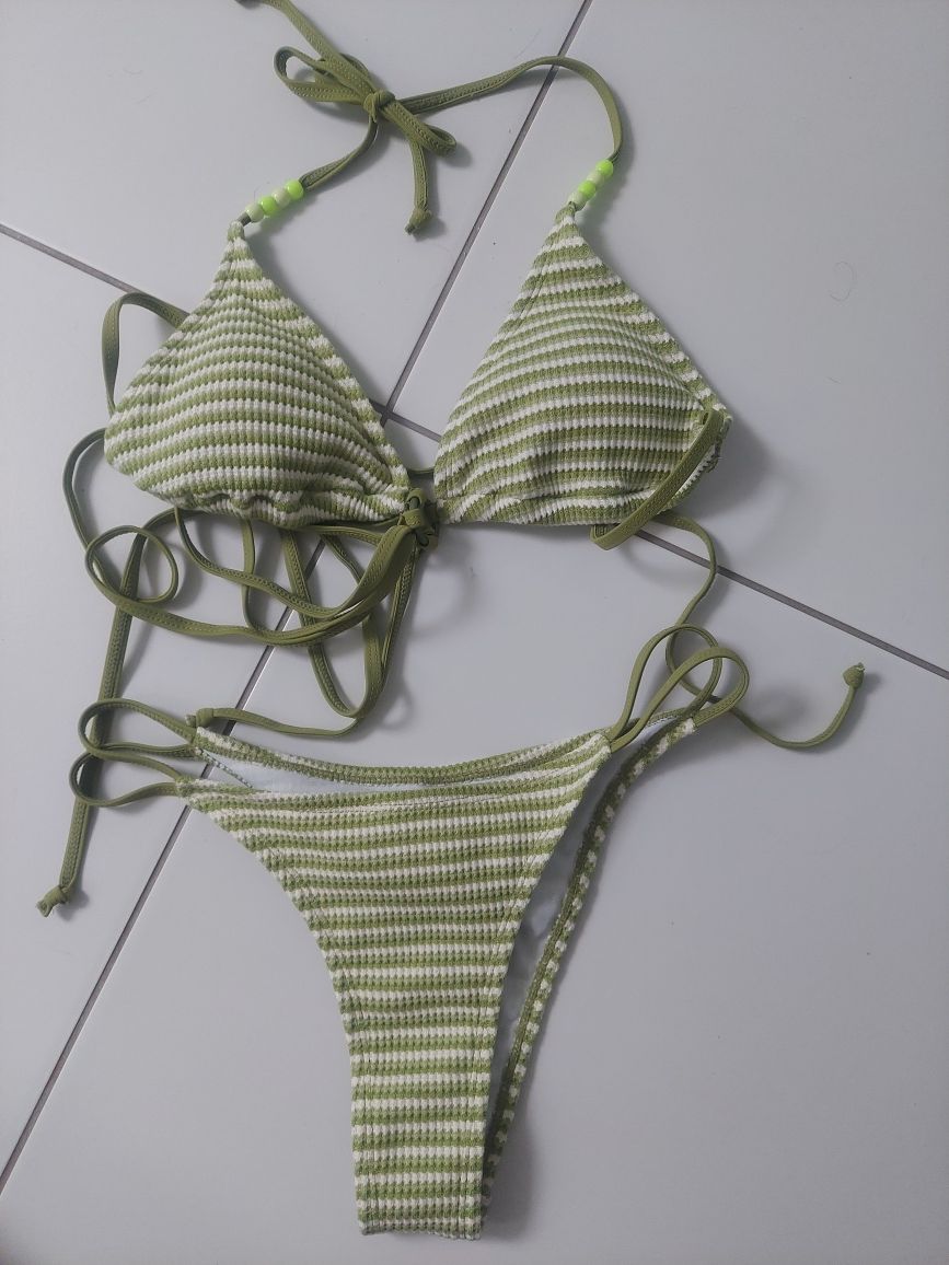 Bikini paski S zielony strój kąpielowy