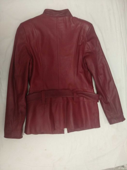 Куртка (пиджак жакет) женская кожаная цвет бордо
