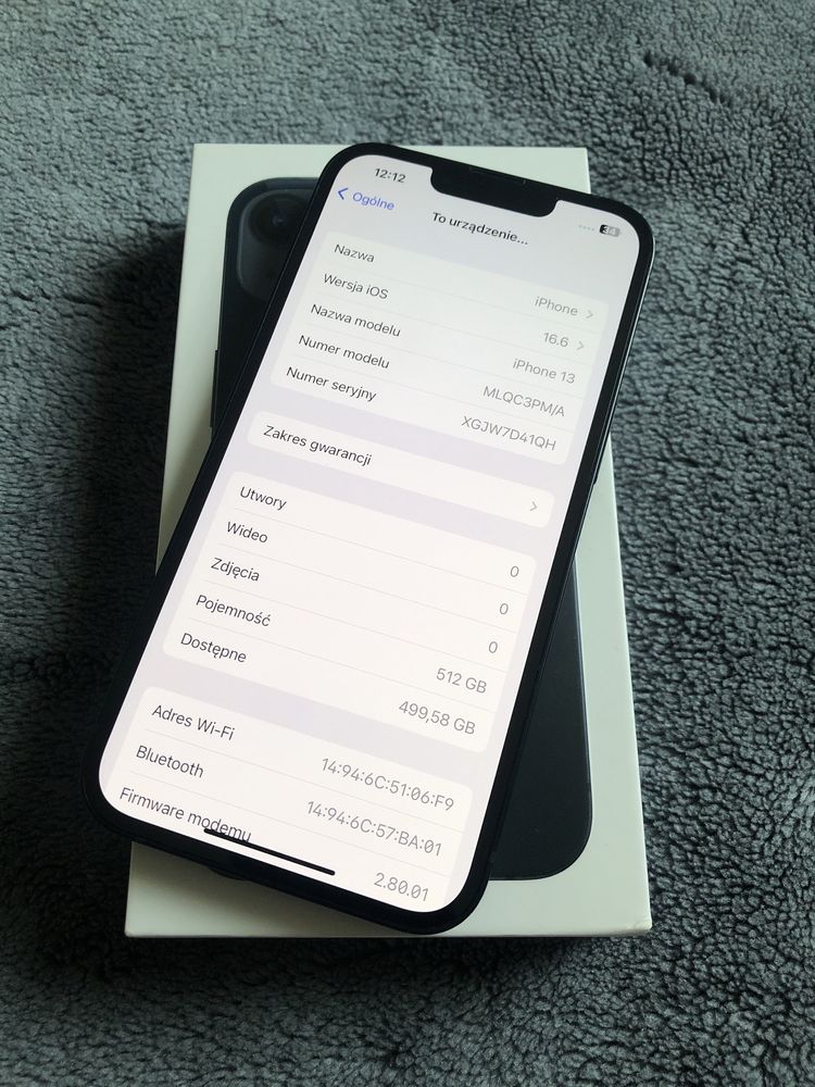 iPhone 13 - 512GB - Czarny - 89% Baterii