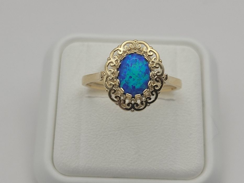 Nowy złoty pierścionek złoto próby 585, opal, rozmiar 17, ocechowany