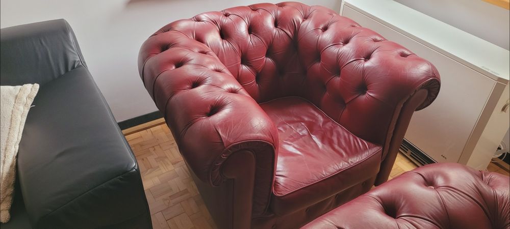 Chesterfield komplet fotele i sofa design loft retro