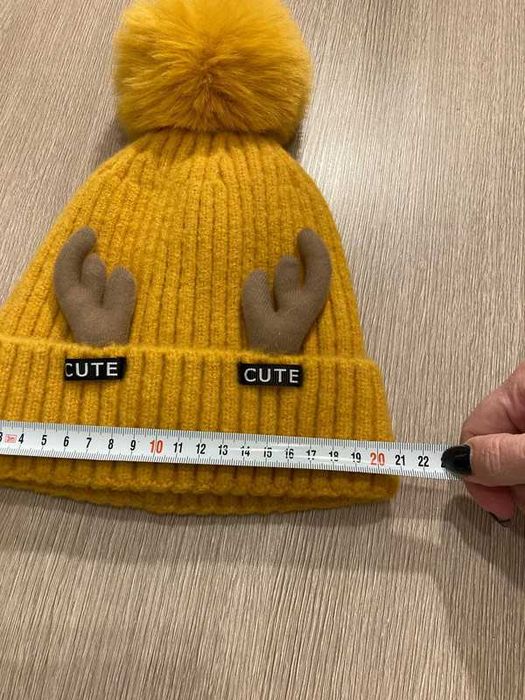 Czapka zimowa ciepła z rogami renifera