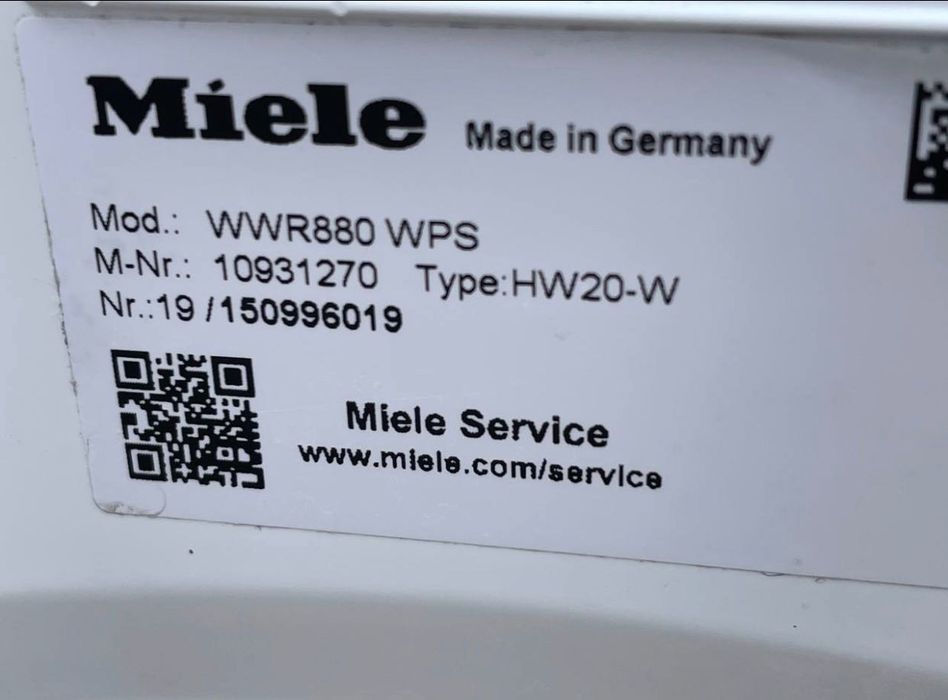 Pralka Miele wwr880wps PWash&Tdos 9kg funkcja pary. Top !!!