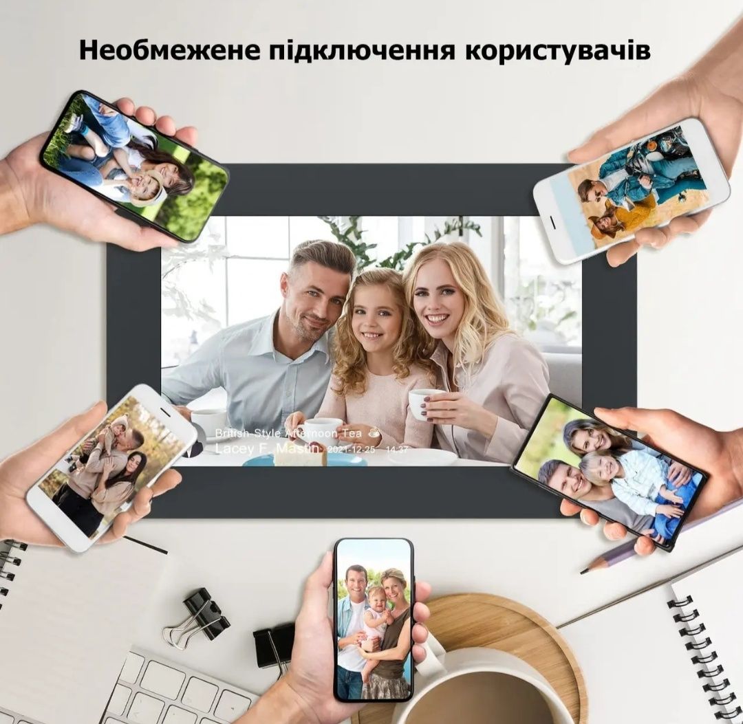 Цифрова фоторамка WiFi 10 дюймів Photo Frame FRAMEO електронна рамка д
