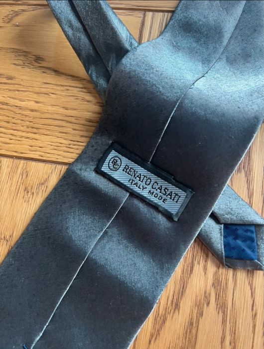 Krawat włoski srebrny lurex sparkle tie antracyt elegancki