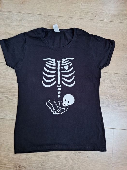 Koszulka T-shirt rentgen ciąża halloween szkielet M