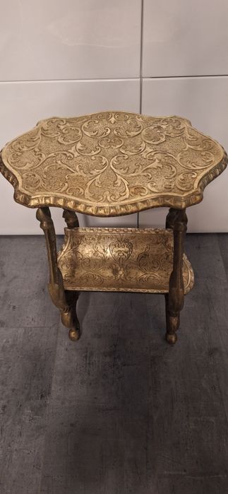 Stolik - gazetnik z mosiądzu i brązu