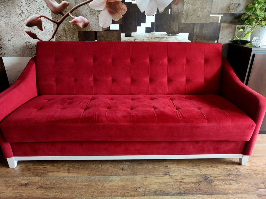 Wersalka czerwona+ 2 fotele