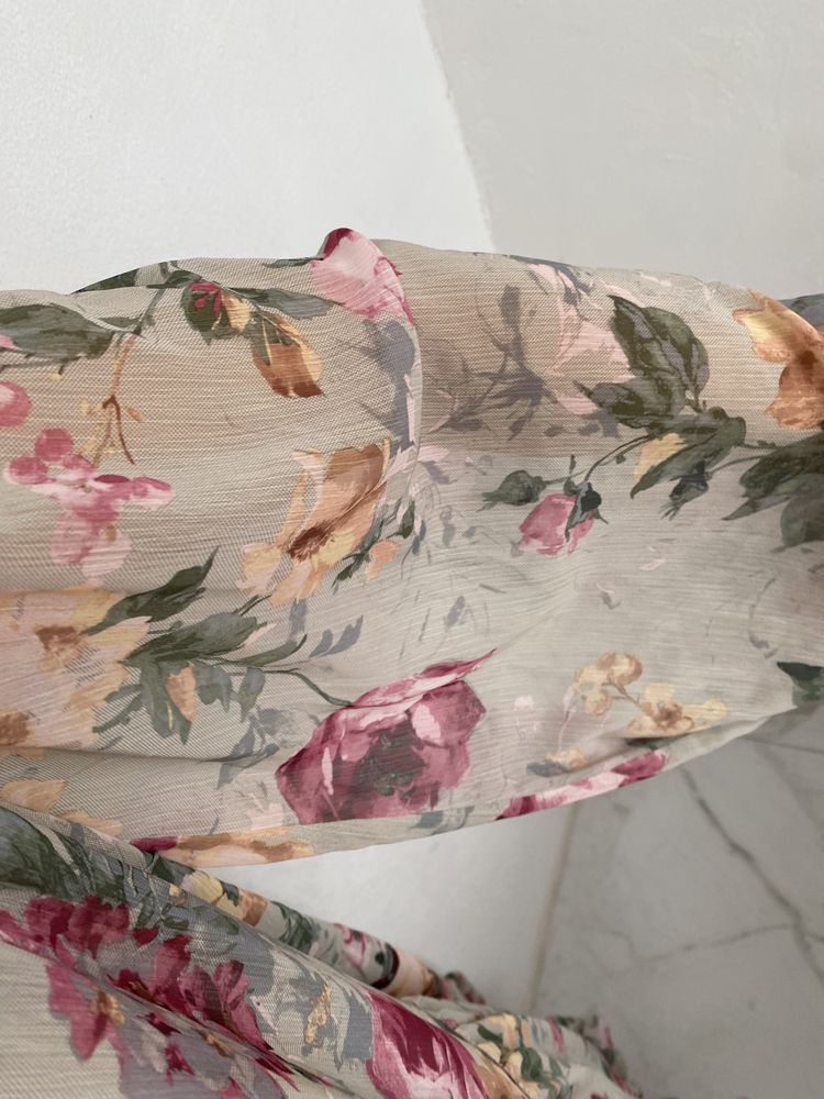 шифоновое платье h&m розы цветочное платье миди макси цветы шифон