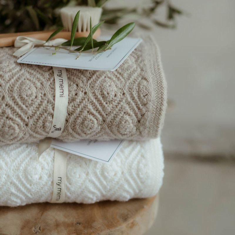Kocyk Pearl cream merino ze 100% wełny - MY MEMI