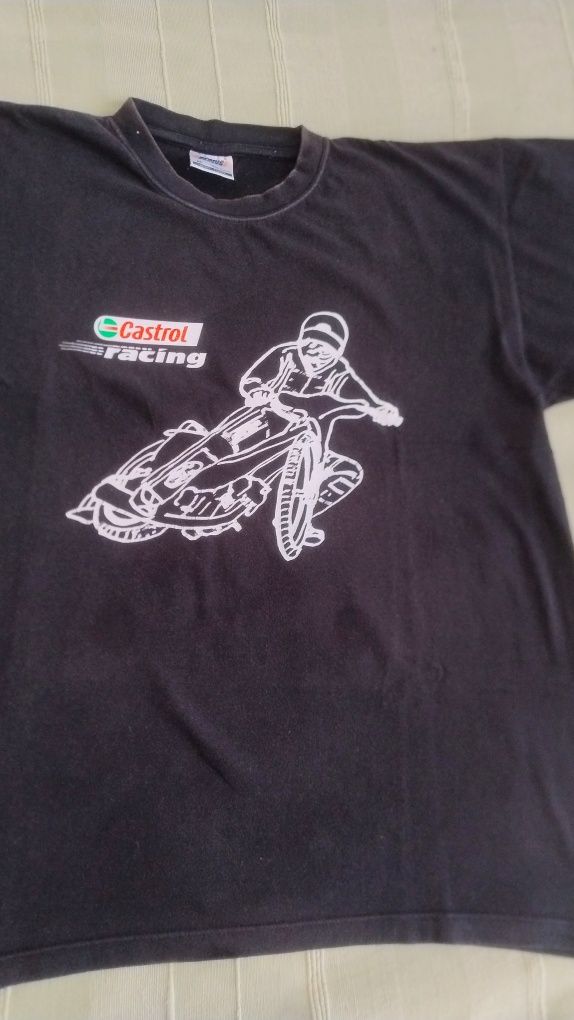 T-shirt czarny z nadrukiem żużlowca