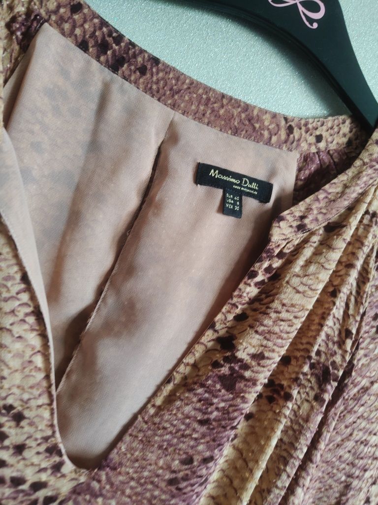 Massimo dutti sukienka zwiewna MIDI kobieca 42 beż brąz camel