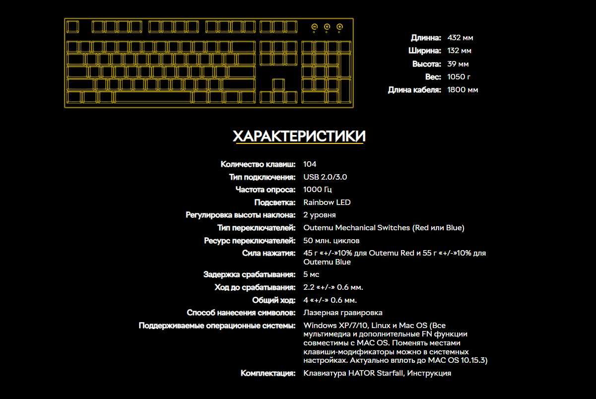 Клавіатура Hator Starfall Outemu Blue (HTK-609)