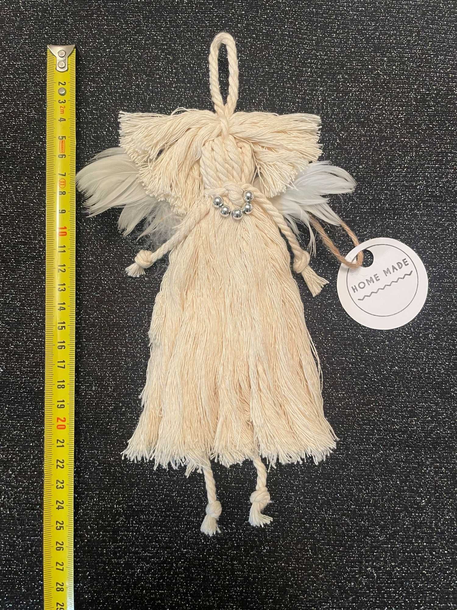 Anioł ręcznie robiony beżowy 25 cm