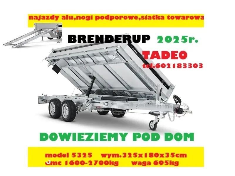 Brenderup TT5325ATB2700 KIPER + najazdy, podpory  trójstronny kiper, elektryczny