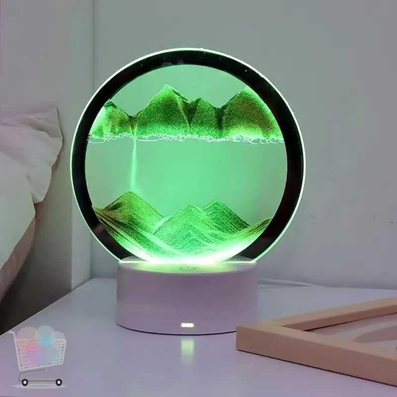 Настольная LED лампа ночник Песочные часы 3D “Moving Sands Capes” USB