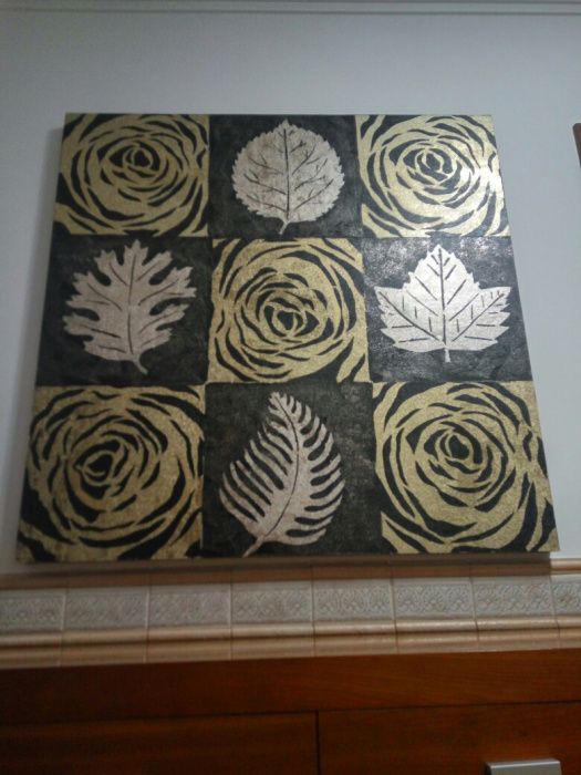 Quadro/Tela com desenhos em prateados dourado