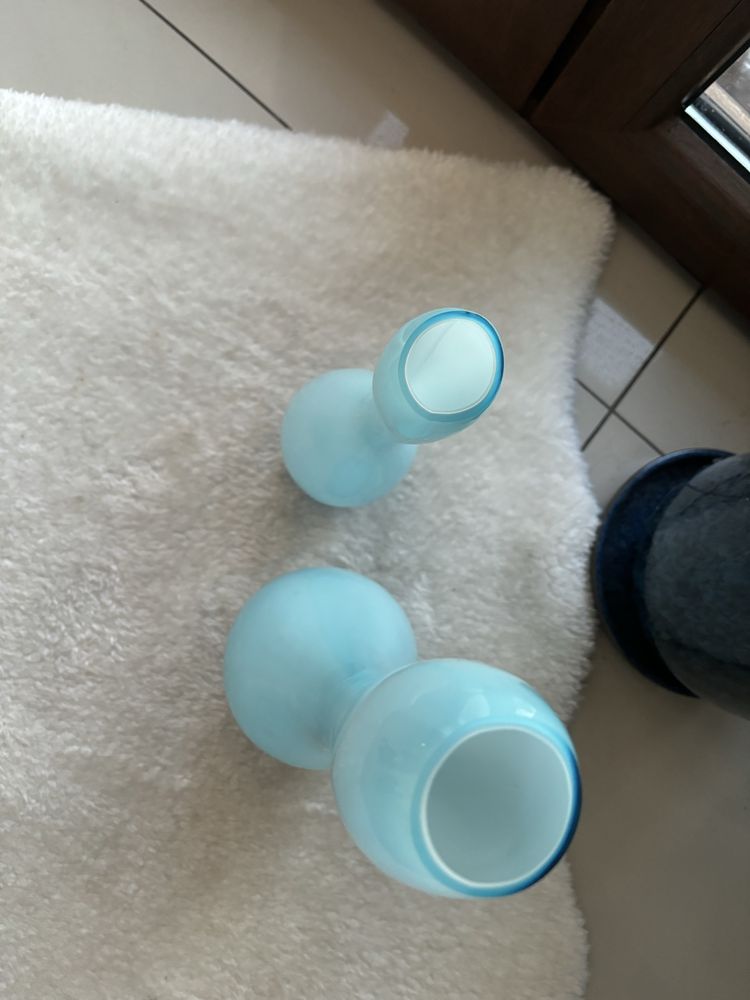 Dwa piekne duze wazony kregle turkus Huta Tarnowiec