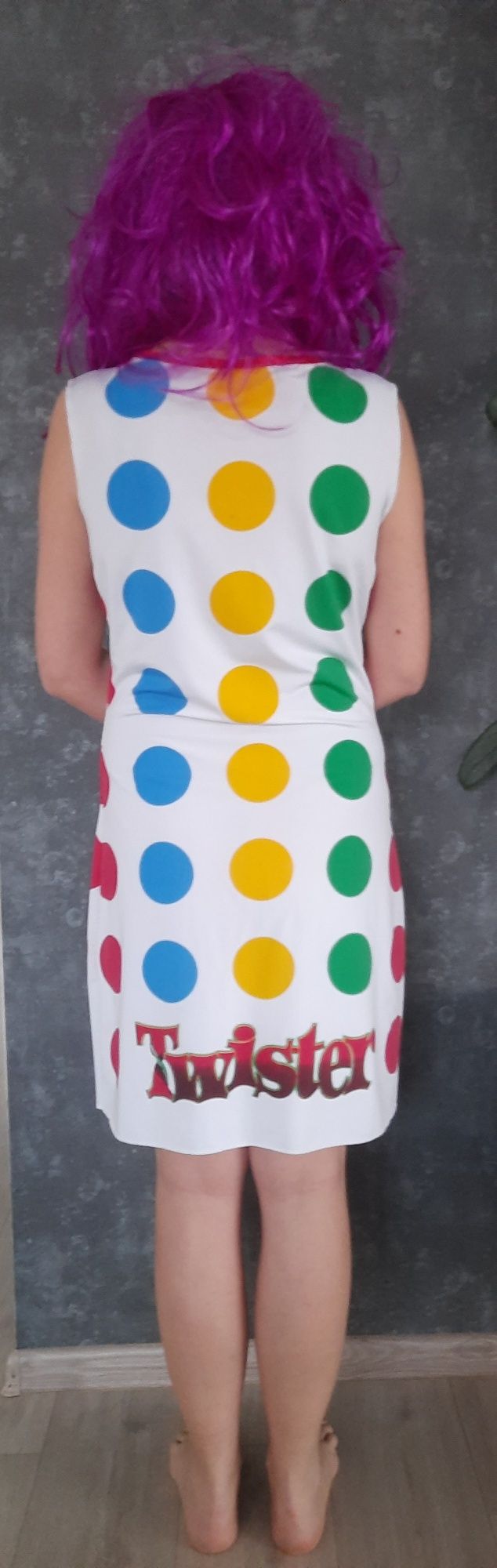 Twister sukienka strój przebranie + peruka M, 38