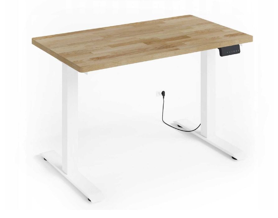 Biurko regulowane BIM Natural Desk fornir dębowy 120x65x3 biały/dąb
