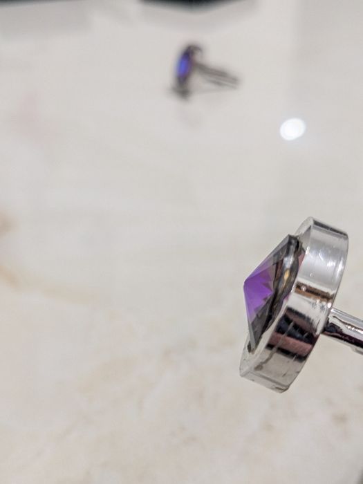 Винтажные запонки из белого металла с искусственным александритом