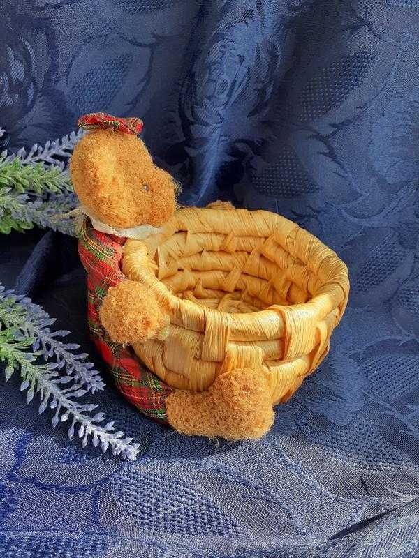 Мишка детская корзинка-шкатулка солома плетеная коробка для детей