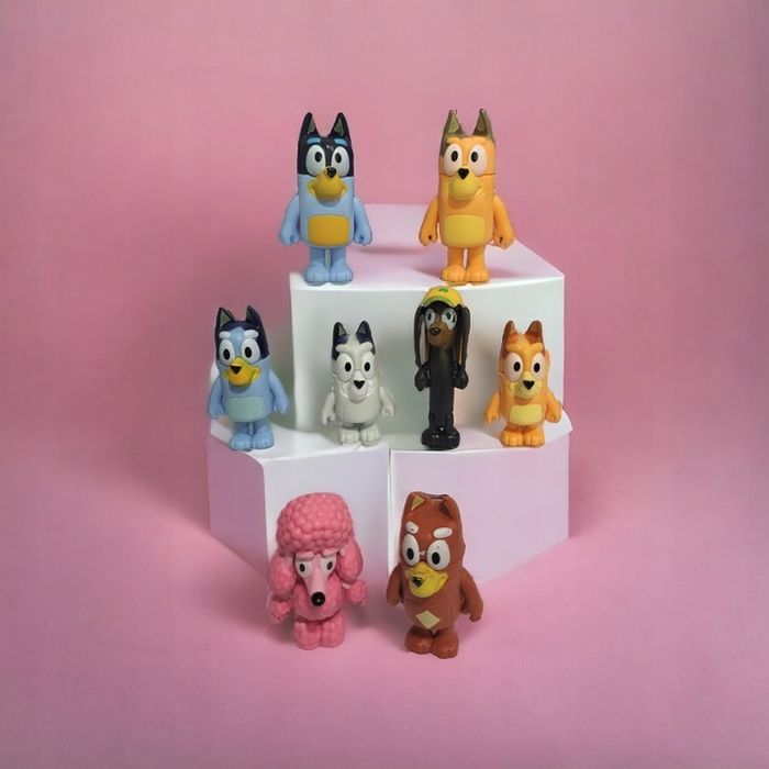 Zestaw Figurek Z Bajki Bluey & Family Rodzina Bing Przjaciele Zabawa 8