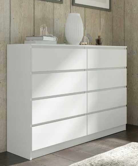 Komoda MAJA S8 140 cm biały mat 8 szuflad