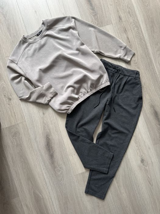 Штани сірі джогери кофта світшот беж zara M L