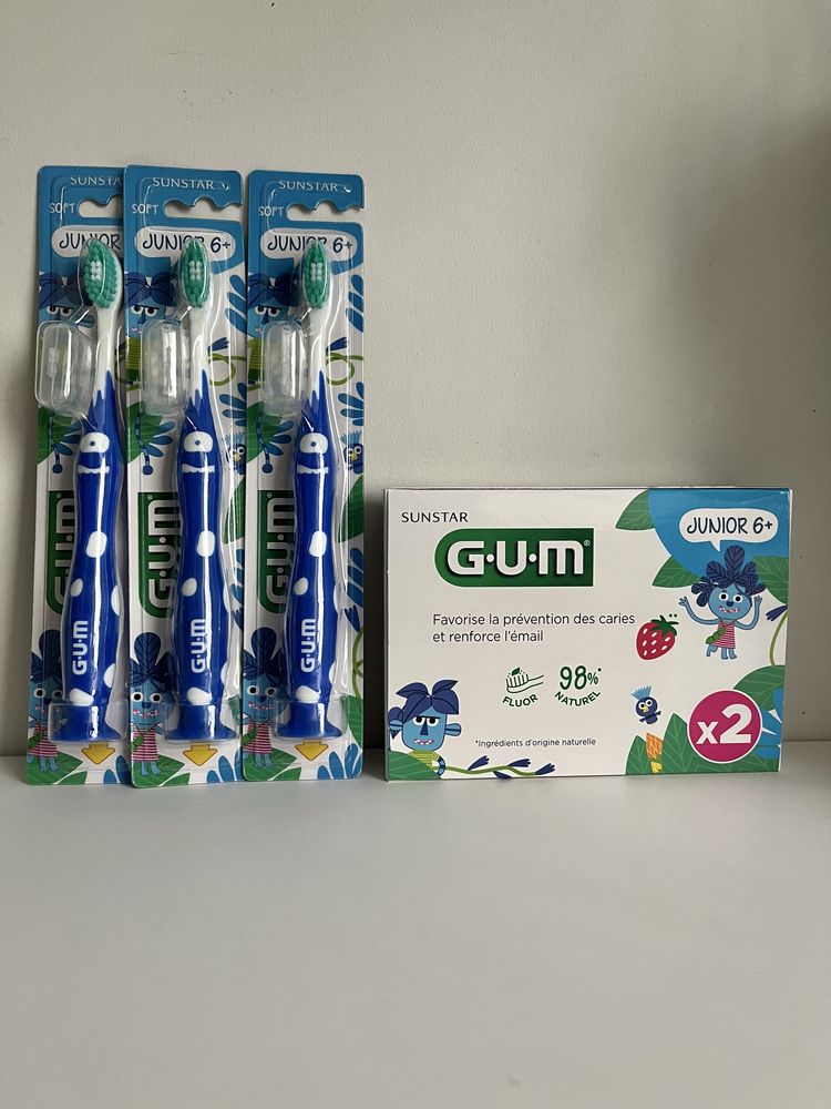 Дитяча зубна щітка GUM 0+, 2+/зубна паста в асортименті