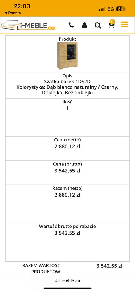 Komoda barek witryna Mebin rossano dębowe fronty
