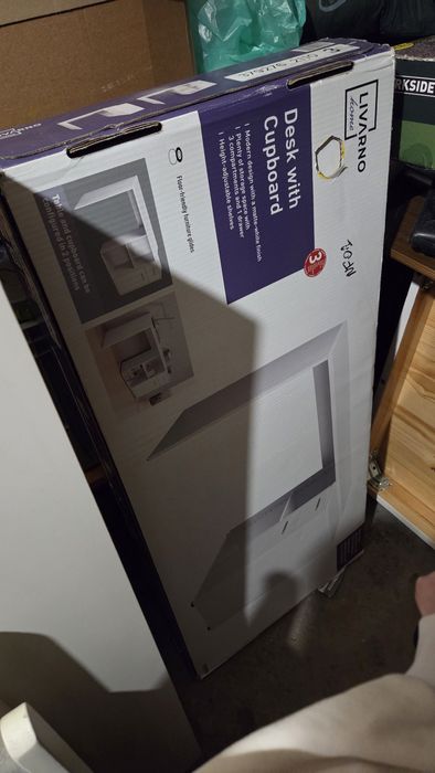 Livarno Home Duże Biurko z szafką białe 145cm