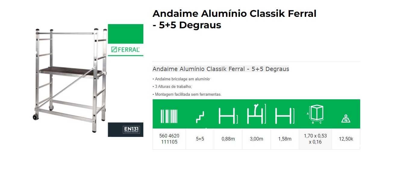 Andaime Alumínio Classik Ferral - 5+5 Degraus