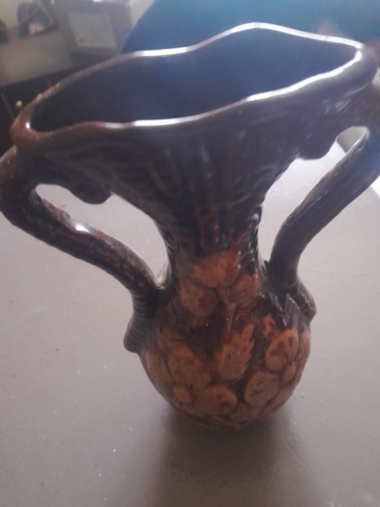 Stary wazon w kwiaty PRL ceramika