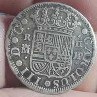 Espanha carlos III 2 reais em Prata 1761