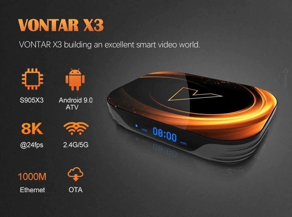 Vontar X3 4/64GB AndroidTV Amlogic S905X3 смарт тв-приставка tv box