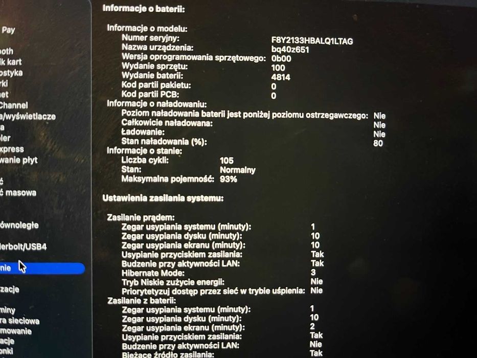 MacBook Pro M1 | 14 cal | 16 gb RAM | 512 GB | 105 cykli ładowania