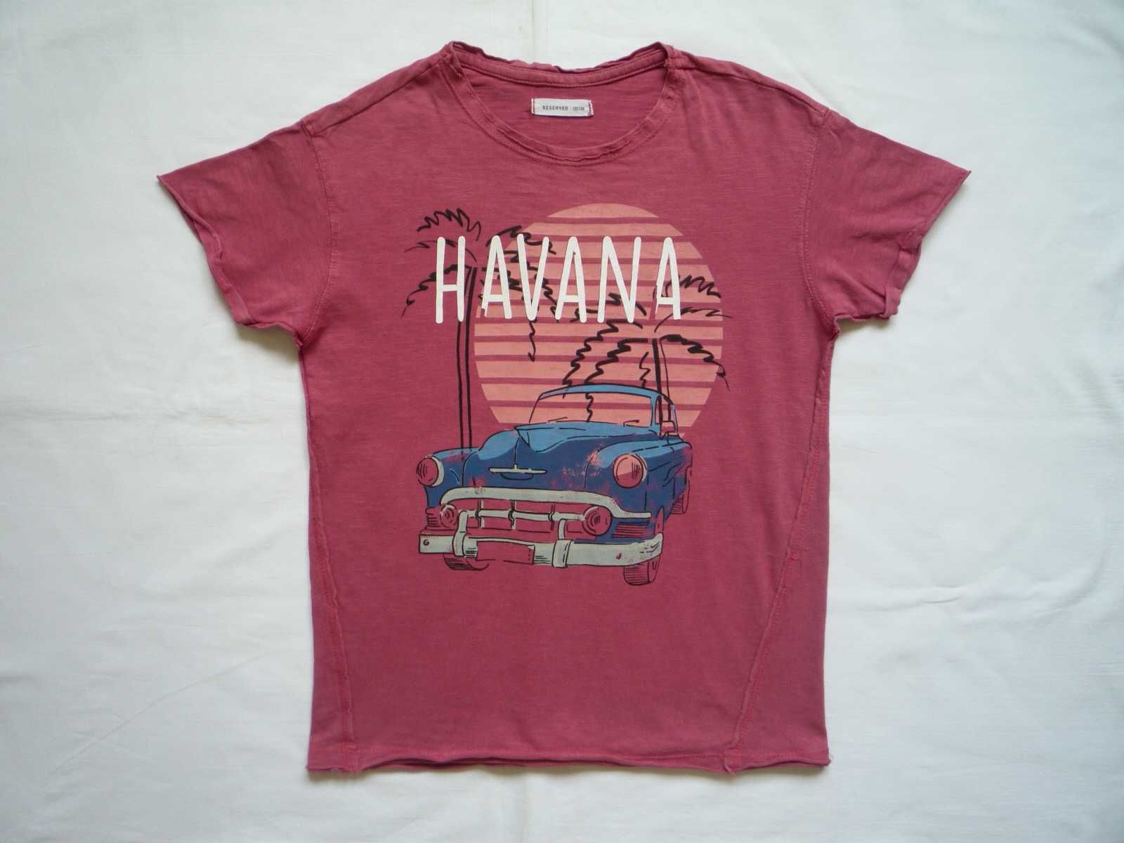 Reserved 122/128 Różowo-buraczkowa Koszulka Havana Stare Auto
