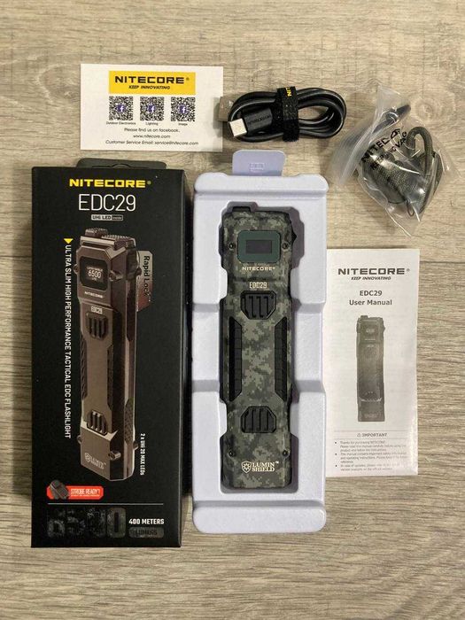 Ліхтар Nitecore EDC29 (USB-C, OLED дисплей) з акумулятором