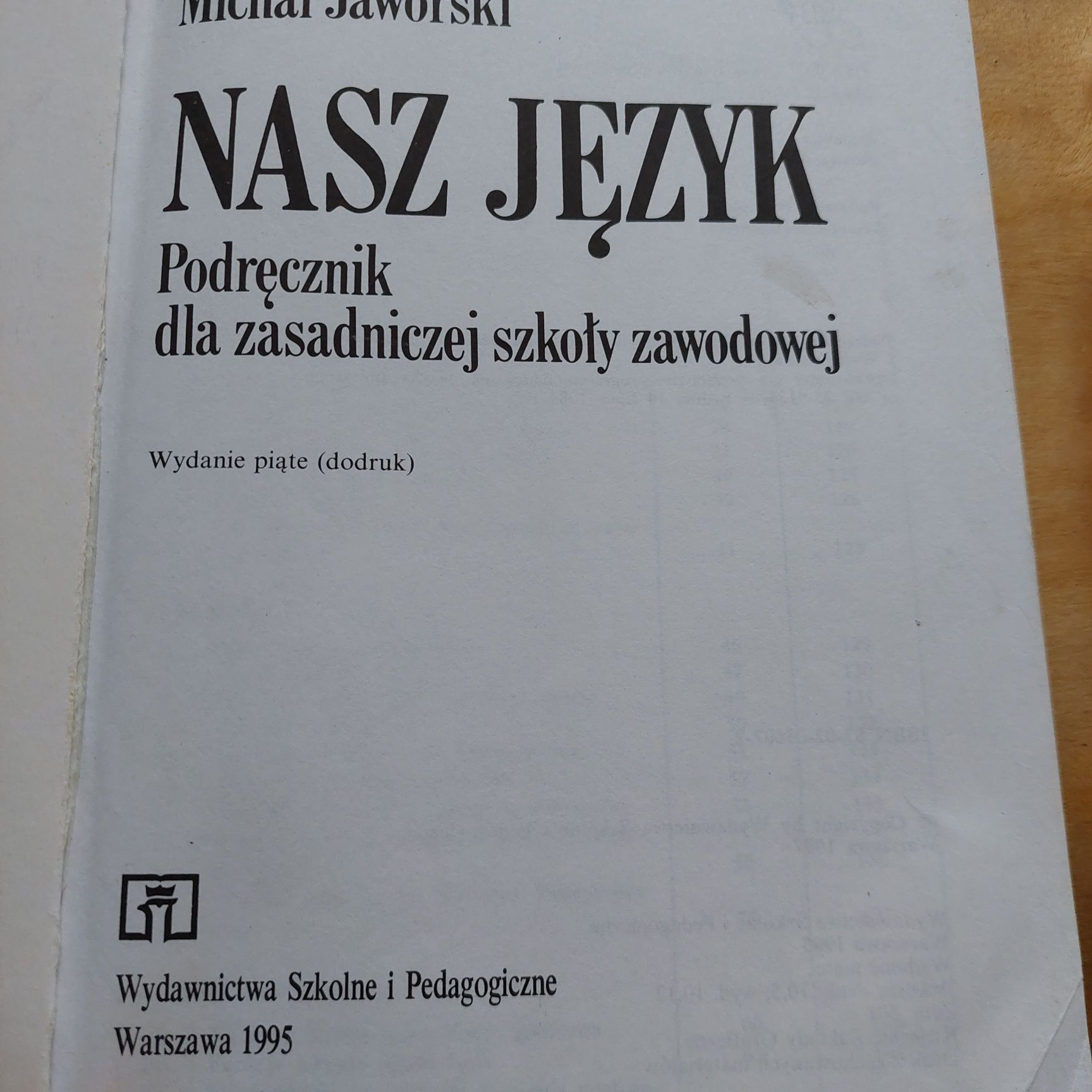 Nasz Język Michał Jaworski podręcznik dla zasadniczej szkoły zawodowej