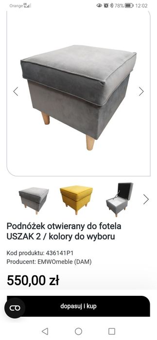 Pufa podnóżek butelkowa zieleń Welur