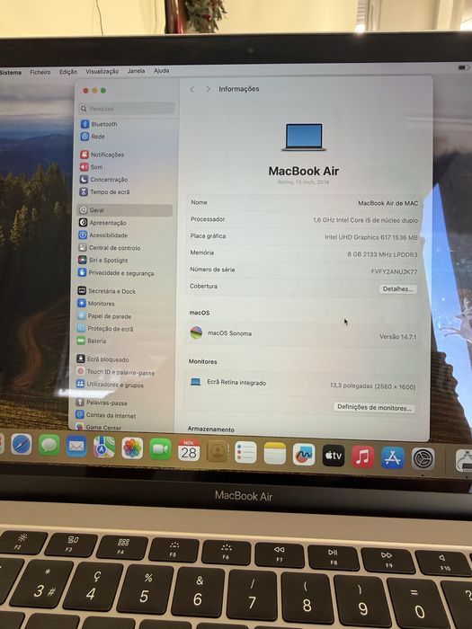 Macbook air 13 i5 128gb 2018 silver otimo estado